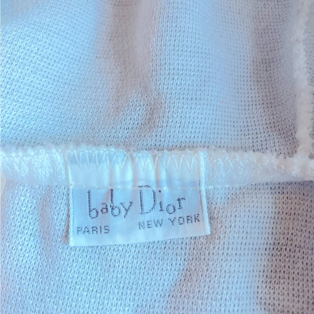 Vintage Baby Dior Infant Hooded Bunting Suit White Blue Fleece‎ OS Rare